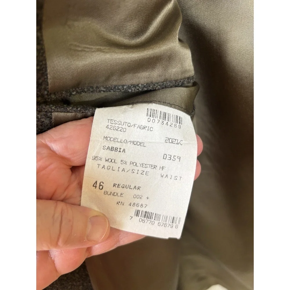 Tallia Uomo Sabbia Blazer Mens 46 Khaki Tweed Wool Blend Made in USA UNION
